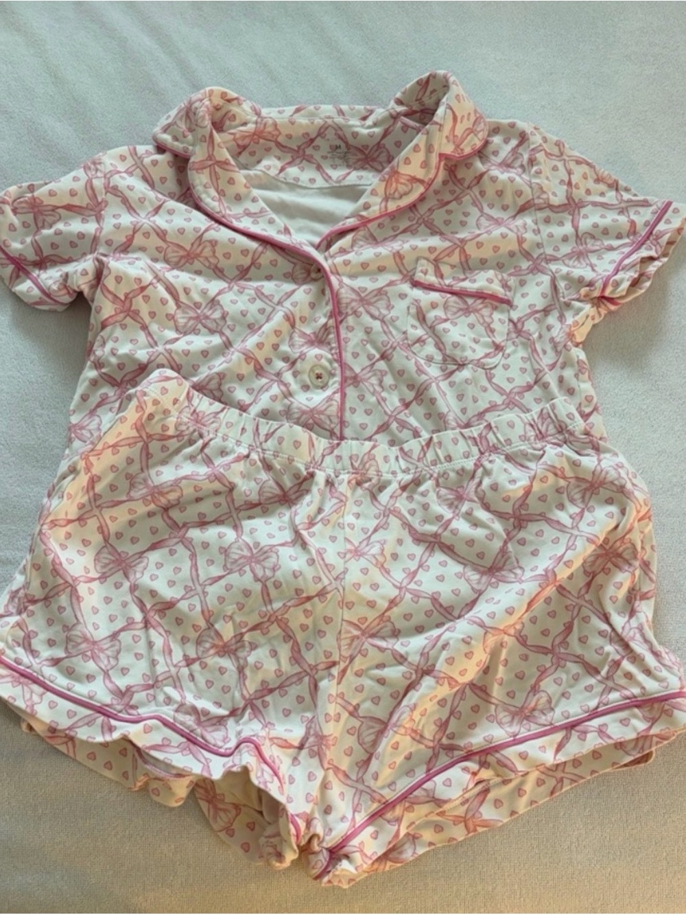 Roller Rabbit Pink & White Short Pajama Set